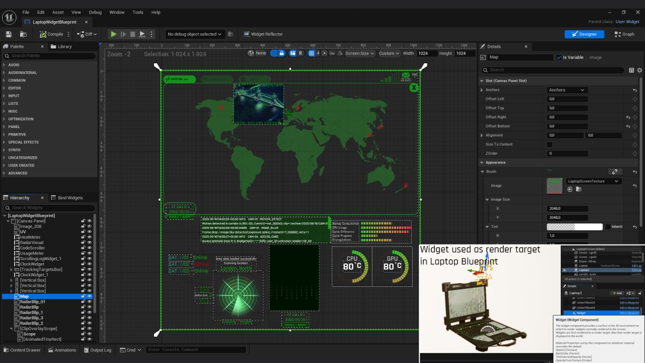 Main UMG widget used as render target
