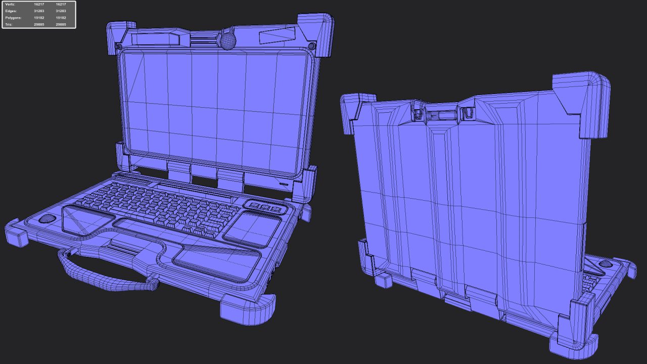 Wireframe of the laptop mesh